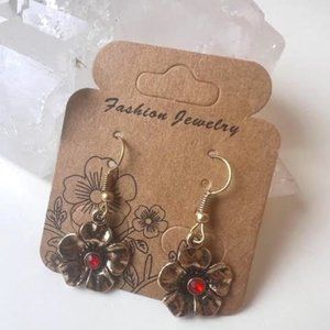 Fashion Jewelry Floral Earrings with Red Accents